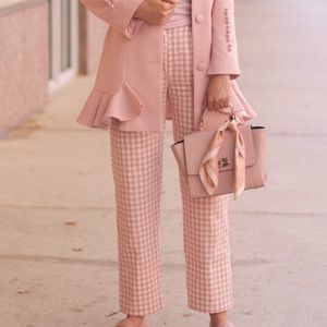 Pink And Off-White Checkered Gingham Pants